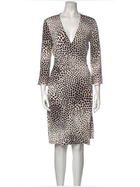 Diane Von Furstenberg Black and White Printed Wrap Dress